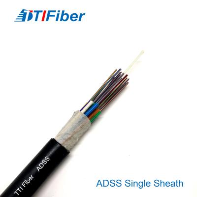 China 24 Core Single Mode ADSS Fiber Optic Cable FRP Central Strength Member Single Sheath for sale