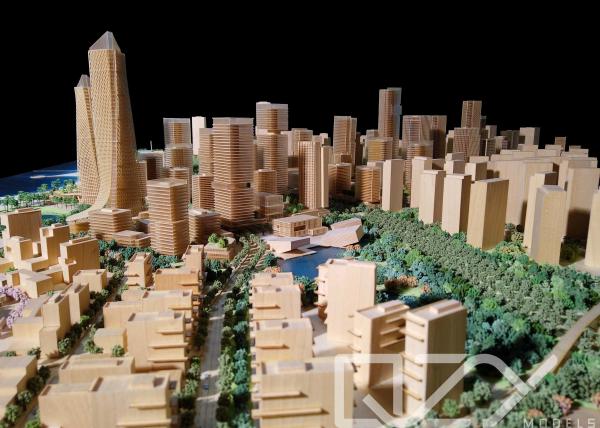 Quality Aecom Basswood Miniature Architectural Models Xiamen TOD for sale