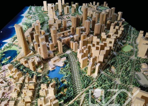 Quality Aecom Basswood Miniature Architectural Models Xiamen TOD for sale