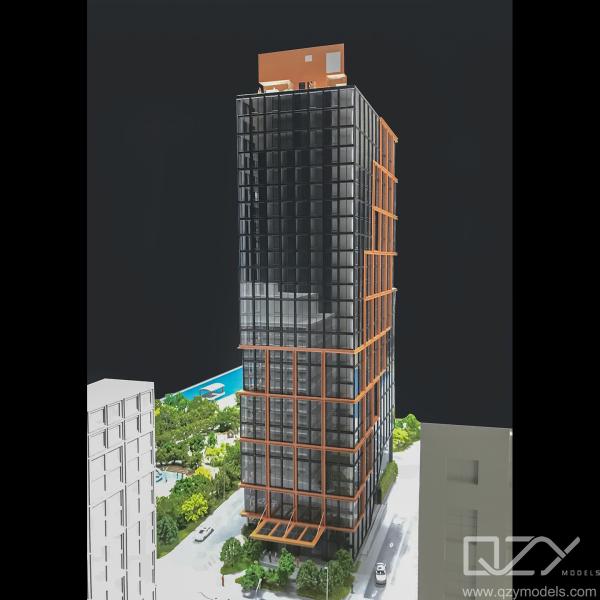 Quality 1/100 High Rise 3D Architectural Landscape Model New York Quay Tower Building for sale