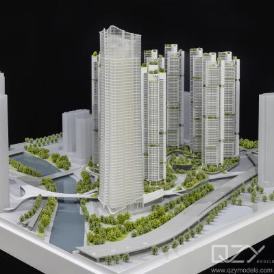 China Modelos de edifícios em miniatura residenciais comerciais 3D arranha-céu Aedas 1:600 à venda