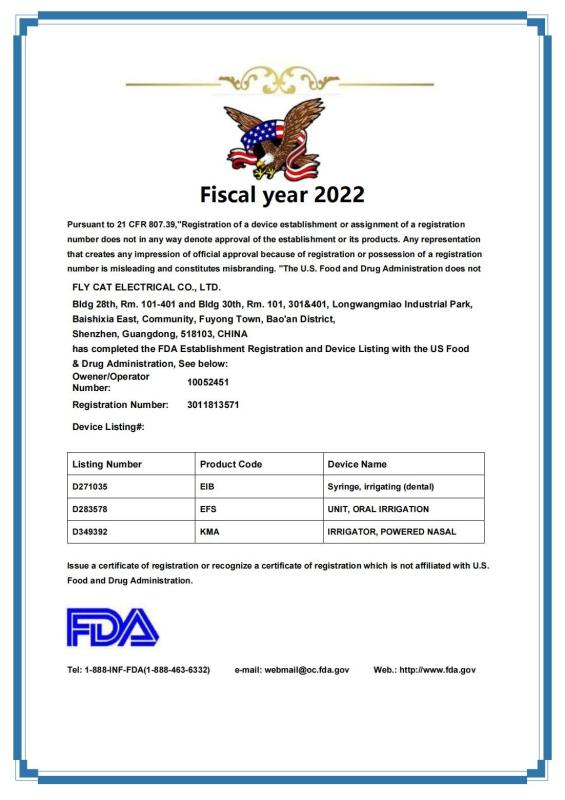 FDA - Shenzhen Fly Cat Electronic Co., Ltd.