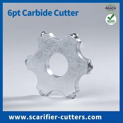 China Carbide Tipped Cutting Tips 6 Points Scarifier TCT Cutters For Concrete Road Milling Machine Von Arx® - FR200 for sale