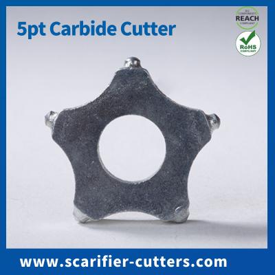 China Os cortadores do Scarifier da marcação asfaltam o cilindro escarificando da ponta do carboneto da lâmina de cortador do carboneto de 5 pontos à venda