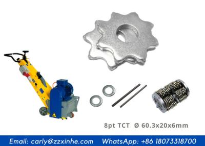 China 8 Tips Concrete Milling Cutters 8pt TCT Carbide Cutters For Coating Removal Concrete Planner Scarifiers for sale