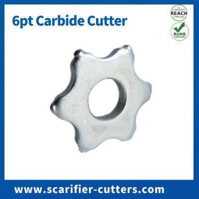 China Concrete Scarifier Cutters Deck Crawler Teeth 6 Tips TCT Tungsten Star Cutters for sale