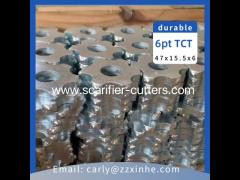 Concrete Scarifier Parts Tungsten Carbide Drum Cutter Scarifier Teeth 6 Point