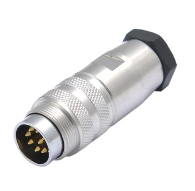 China circular ip67 Anti Vibration Locking Screw Design M16 8pin Metal Sensor AISG Connector for sale