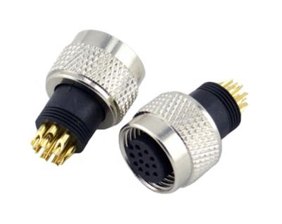 China brass gold plated ip67 ip68 waterproof M12 Panel mount circular 8 pin connector for automation industry for sale