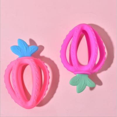 China Strawberry Shape Silicone Baby Teether for sale