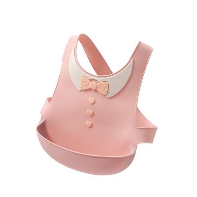 China Pink BPA Free Silicone Baby Bibs With Adjustable Crossback Straps for sale