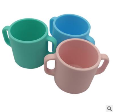 China Anti Drop Silicone Baby Cups Double Handled Anti Hot for sale