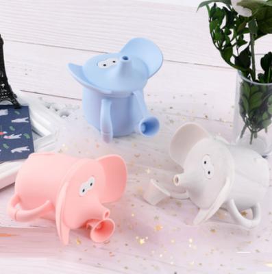 China Eco Friendly spill proof Silicone Baby Cups Elephant Lion Head With Handle for sale
