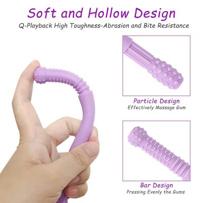 China Soft 100% Non Toxic Silicone Baby Teether 5 Pack Hollow Teething Tubes for sale