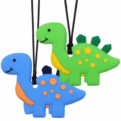 China 2 Pack Sensory Chew Necklace Dinosaur Teething Toy For Autism ADHD SPD for sale