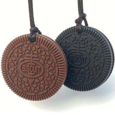 China GPA Free Silicone Chewing Necklace biscuit Pattern For Kids Teething for sale