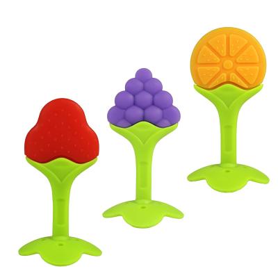 China 100% Eco Friendly Silicone Baby Teether Colorful Fun Fruit Shapes for sale