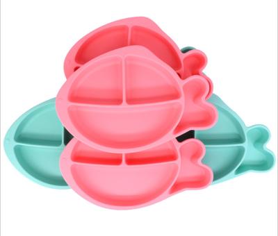 China Little fish silicone plate integrated baby feeding tableware children's silicone plate for sale