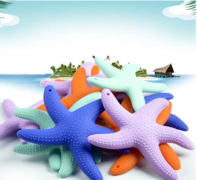 China látex macio da forma da estrela do mar do produto comestível de Teether do silicone de 7x8.6cm livre à venda