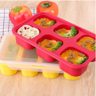 China Eco Friendly Silicone Freezing Tray With Lid Reusable Bendable Food Container for sale