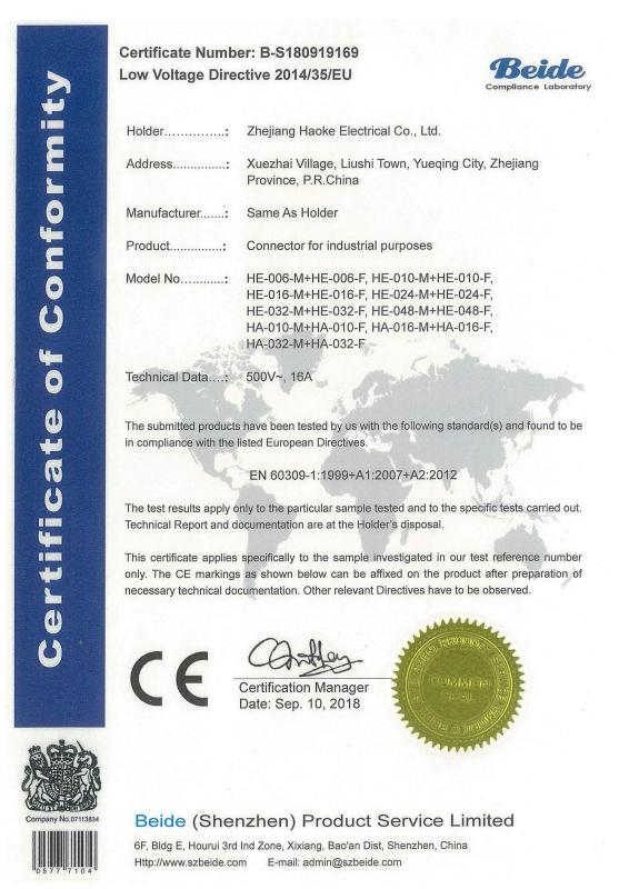 CE-LVD - Zhejiang Haoke Electric Co., Ltd.