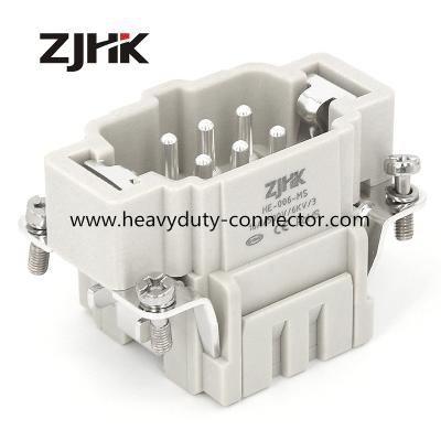 China 6 Pin Cage Clamp Termination 16A 500V Spring Connector Similer Harting Han 6 ES M Insert for sale