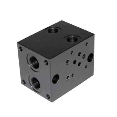 China CNC Milling Hydraulic Distribution Manifold Black Anodized Treatment Surface for sale