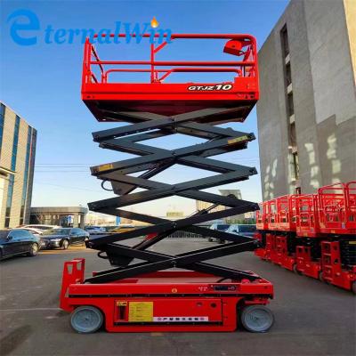 China 10m Lifting Height 350kg Red Electric Battery Scissor Lift Platform For Sale à venda