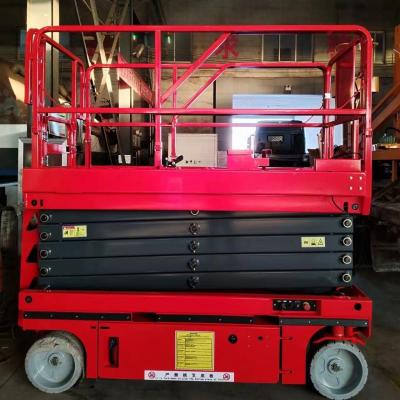 중국 10m 18m 전기 리프팅 플랫폼 수압 크롤러 이동 트럭 장착 가위 빨간색 판매용