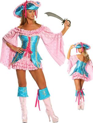 China Wholesale Pirate Costumes Buccaneer Fantasy Costumes by Brocade and Lace in Pink Turquoise color available XXS to XXXL for sale