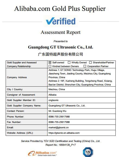 Alibaba.com Gold Plus Supplier - Guangdong GT Ultrasonic Co.,Ltd