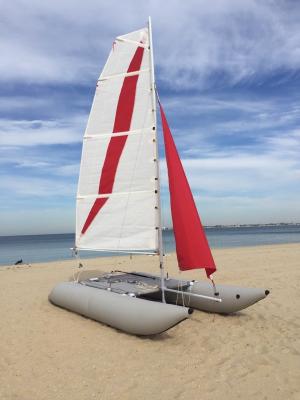 China White / Red Inflatable Sailing Catamaran 6.05sqm Mainsail 2.2m Width With Two Sails for sale