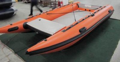 China Light Weight Catamaran Pontoon Boat , 430 Cm Inflatable Catamaran Deck Boat for sale