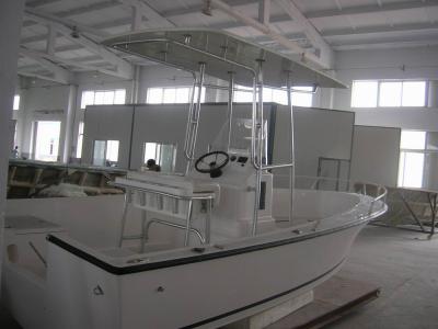 China 2.25m Width Fiberglass Hull Boat 700kgs Environment Concerned With Bimini Top for sale