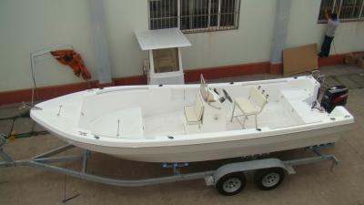 China White 6.8m Fiberglass Fishing Boats 120L Fuel Tank 3 Rod Holders  With Trailer for sale