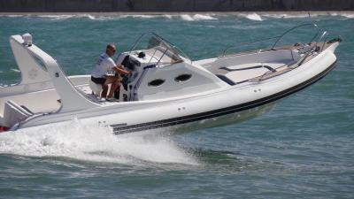 China 9.6m Orca Hypalon Inflatable Rib Boat Rib960B  With Cabin Console / Large Sunbed for sale