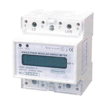 China 220 / 120V Din Rail Energy Meter , Single Phase KWH Meter With LCD Display for sale