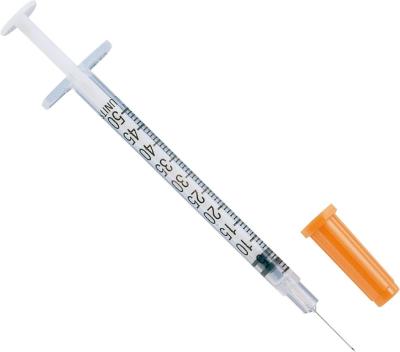 China Transparent Disposable Injection Insulin Syringes U-40 EO Gas 1ml 0.5ml for sale