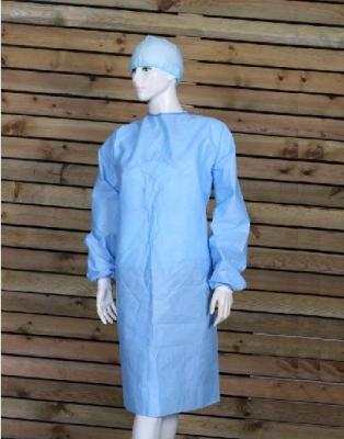 China Isolation Disposable Surgical Gown, Blue Isolation Gowns Elastic Knitted Cuff for sale