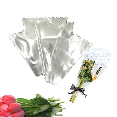 China Transparent Triangular Flower Bouquet Sleeves Waterproof With Ruffles Decor for sale