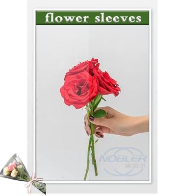 China Disposable Flower Bouquet Sleeves Plastic Wrapping Bags 150Pcs With Strip And Lace Decor en venta