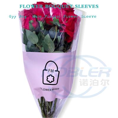 China Clear Custom Printing Opp Flower Bouquet Sleeves Single Rose Diy Gift Packaging for sale