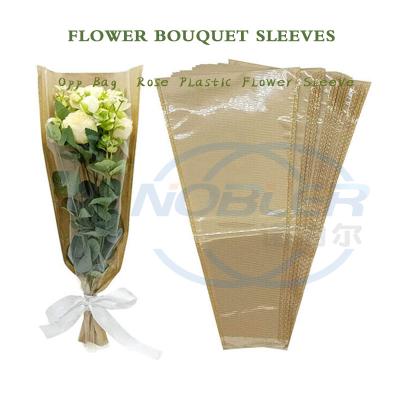 China V Shaped Bopp Reusable Needle Perforated Fresh Cut Flower Bouquet Sleeves Bags en venta