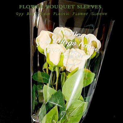 China Clear Custom Printing Opp Bag Flower Bouquet Sleeves Rose Diy Packaging for sale