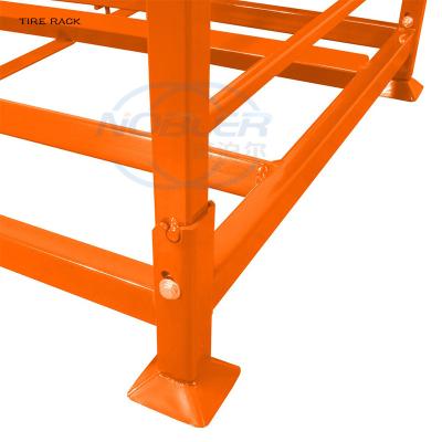 China Customized Powder Coating Steel Pallet Tyre Rack Storage Stacking Truck Tire Rack for sale