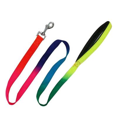 China Nylon Elastic Pet Traction Rope Dog Collars Leashes With Neoprene Padded Handle for sale