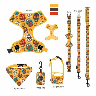 China Sublimation Patterns Multicolor Dog Harness Bandana Sets With Metal Hook for sale