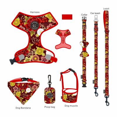 China Luxury Dog Collar Leash Harness Set 6 Piece Design Sweat Resistant for sale