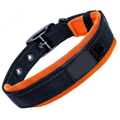 China Reflective Plain Nylon Adjustable Webbing Dog Collars Padded XS S M L Custom Size Te koop