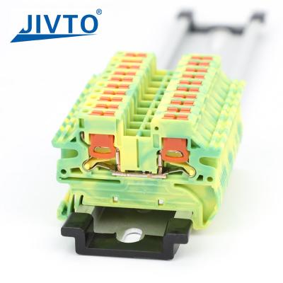 China PTV 2.5-PE Ground Modular DIN Rail Terminal Block Side-Entry Push-in Wiring Connector Electrical 2.5mm for sale